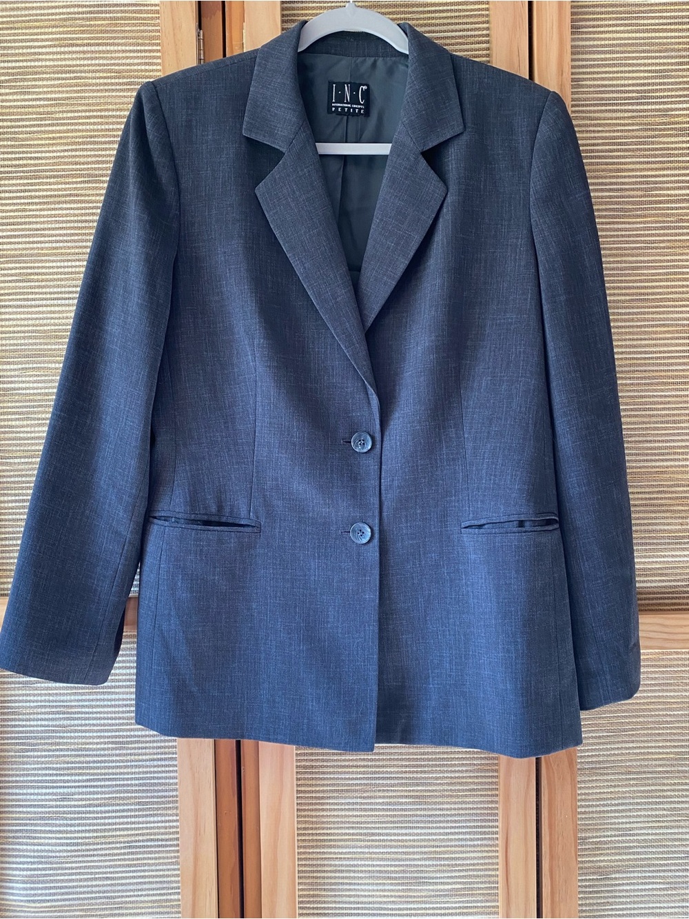 INC International Concepts Petite Women's Gray Single-Breasted Blazer